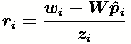 r_i=\frac{w_{i}-W\hat{p}_i}{z_i}