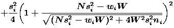 $z_i^2=Var(w_{i}-W\hat{p}_i)=N\hat{p}_i(1-N\hat{p}_i)\biggl(\frac{Ws_i^2}
{\sqrt{(Ns_i^2-w_iW)^2+4W^2s_i^2n_i}}\biggr)^2\\
+\frac{s_i^2}{4}\biggl(1+\frac{Ns_i^2-w_iW}
{\sqrt{(Ns_i^2-w_iW)^2+4W^2s_i^2n_i}}\biggr)^2$