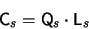 \begin{displaymath}
    \mathsf{C}_s = \mathsf{Q}_s \cdot \mathsf{L}_s
    \end{displaymath}