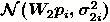 $\mathcal{N}(W_2p_i,\sigma_{2i}^2)$