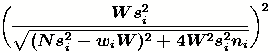 $z_i^2=Var(w_{i}-W\hat{p}_i)=N\hat{p}_i(1-N\hat{p}_i)\biggl(\frac{Ws_i^2}
{\sqrt{(Ns_i^2-w_iW)^2+4W^2s_i^2n_i}}\biggr)^2\\
+\frac{s_i^2}{4}\biggl(1+\frac{Ns_i^2-w_iW}
{\sqrt{(Ns_i^2-w_iW)^2+4W^2s_i^2n_i}}\biggr)^2$