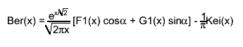 Ber(x) = #frac{e^{x/#sqrt{2}}}{#sqrt{2#pix}} [F1(x) cos#alpha + G1(x) sin#alpha] - #frac{1}{#pi}Kei(x)