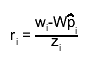 r_{i} = #frac{w_{i}-W#hat{p}_{i}}{z_{i}}