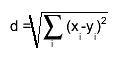d = #sqrt{#sum_{i} (x_{i}-y_{i})^{2}}