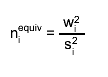 n_{i}^{equiv} = #frac{ w_{i}^{2} }{ s_{i}^{2} }