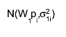 N(W_{1}p_{i},#sigma_{1i}^{2})
