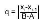 q = #||{#frac{x_{i}-x_{i-1}}{B-A}}