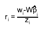 r_{i} = #frac{w_{i}-W#hat{p}_{i}}{z_{i}}