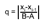 q = #||{#frac{x_{i}-x_{i-1}}{B-A}}