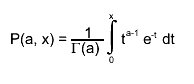 P(a, x) = #frac{1}{#Gamma(a) } #int_{0}^{x} t^{a-1} e^{-t} dt
