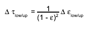 #Delta #tau_{low/up} = #frac{1}{(1 - #varepsilon)^{2}} #Delta #varepsilon_{low/up}