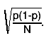 #sqrt{#frac{p(1-p)}{N}}.