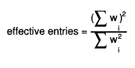 effective entries = #frac{(#sum w_{i})^{2}}{#sum w_{i}^{2}}