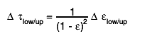 #Delta #tau_{low/up} = #frac{1}{(1 - #varepsilon)^{2}} #Delta #varepsilon_{low/up}